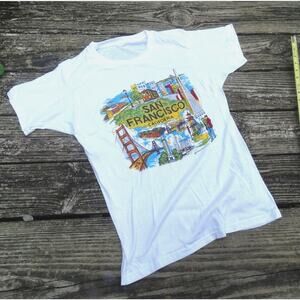 Vintage Single Stitch San Francisco Tourist Souvenir Graphic T-Shirt Landmarks M